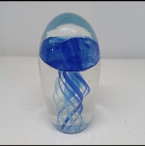 Blue Glass Jellyfish Paperweight